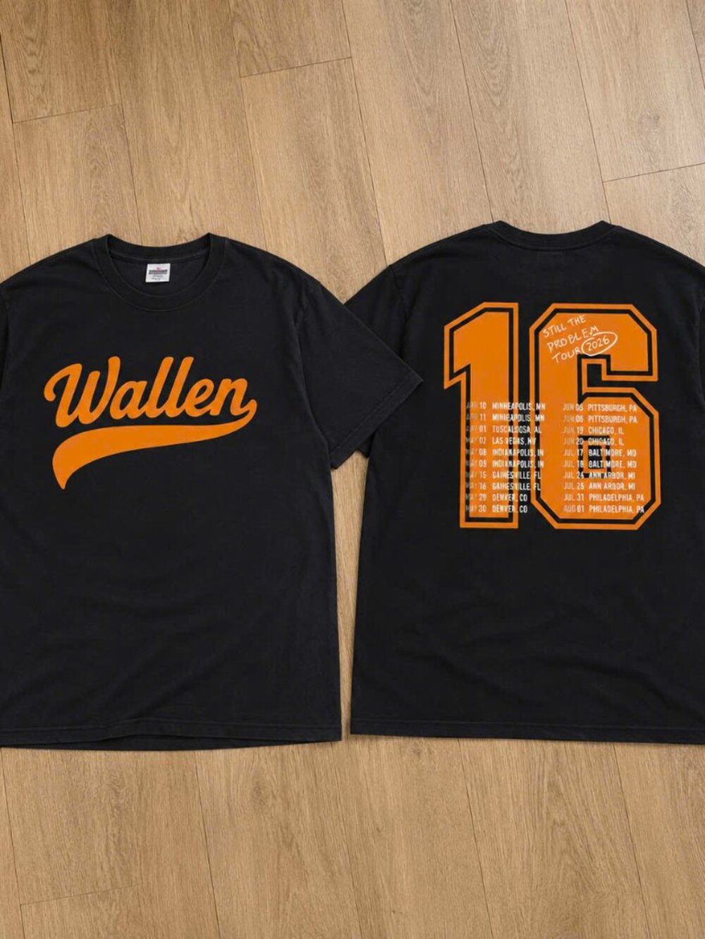 Morgan Wallen Still The Problem Tour 2026 Orange 16 Graphic T-Shirt Black